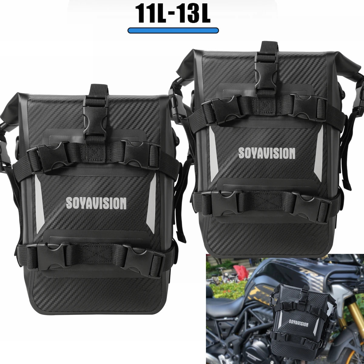 2PCS Motorcycle Bumpers Bag Waterproof 5L-8L Motorcycle Side Frame Bag Motorcycle Crash Bar Bag Universal Tools Storage Bag