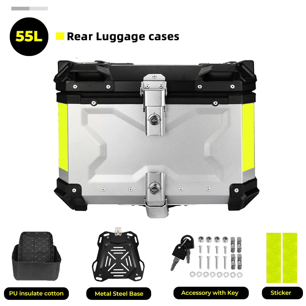 Motorcycle Helmet Box CNC Aluminum Top Tail Rear Luggage Storage Tool Cases Lock Trunk For YAMAHA For Honda For BMW For