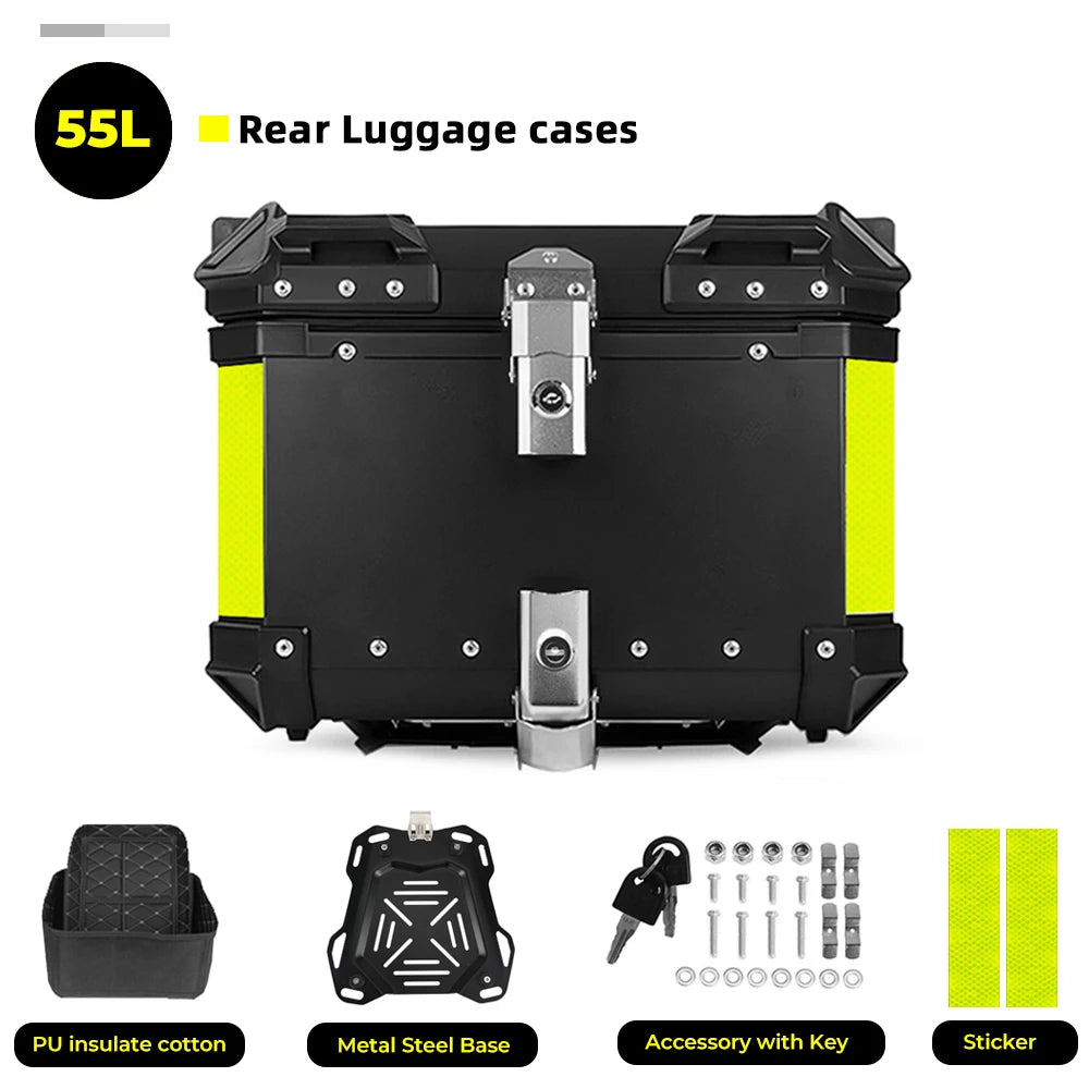 Motorcycle Helmet Box CNC Aluminum Top Tail Rear Luggage Storage Tool Cases Lock Trunk For YAMAHA For Honda For BMW For