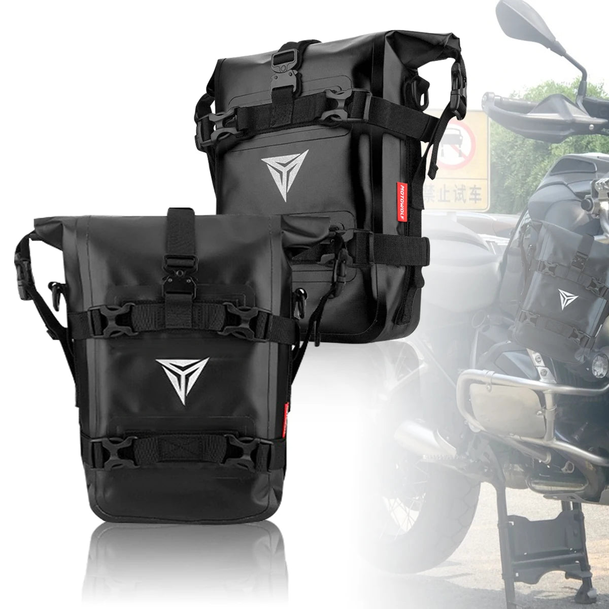 2PCS Motorcycle Bumpers Bag Waterproof 5L-8L Motorcycle Side Frame Bag Motorcycle Crash Bar Bag Universal Tools Storage Bag
