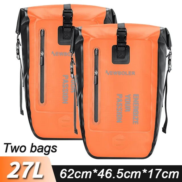 NEWBOLER  Bike Pannier Bag 27L Big Capacity Waterproof Travel Cycling Bag Bicycle Rear Seat Trunk Bag Electric Bike Accessories