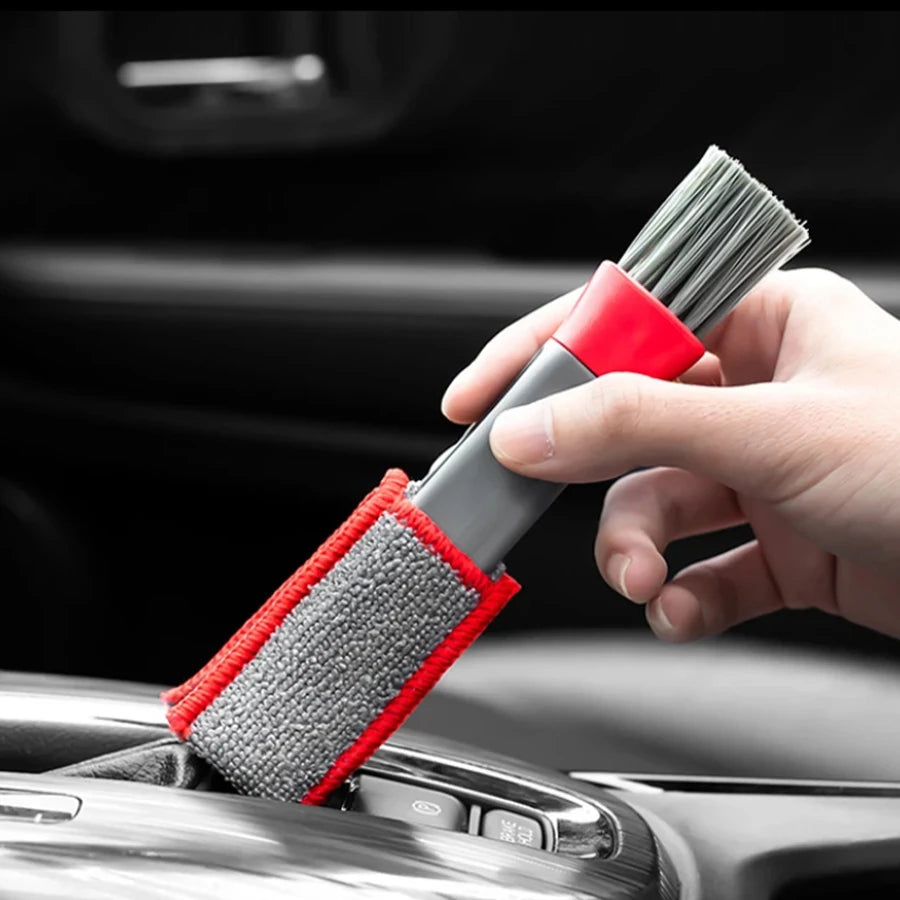 1 PC, soft dual head car cleaning brush, 2-in-1 air conditioning vent brush, internal cleaning tool, multi-functional dust remov