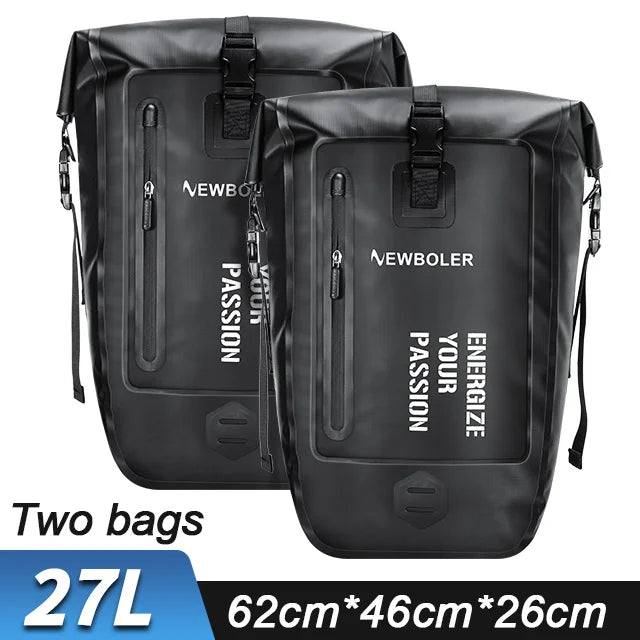NEWBOLER  Bike Pannier Bag 27L Big Capacity Waterproof Travel Cycling Bag Bicycle Rear Seat Trunk Bag Electric Bike Accessories
