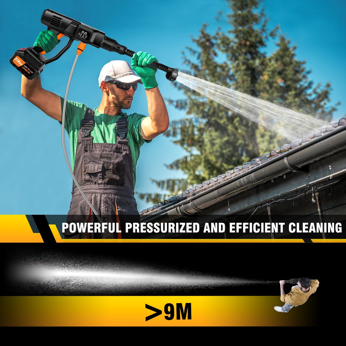 6 IN 1 Brushless 21V Electric High Pressure Washer Cordless