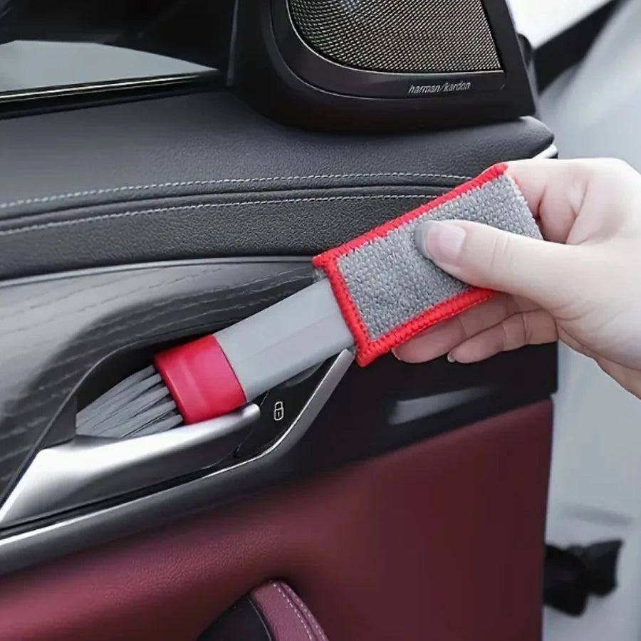 1 PC, soft dual head car cleaning brush, 2-in-1 air conditioning vent brush, internal cleaning tool, multi-functional dust remov