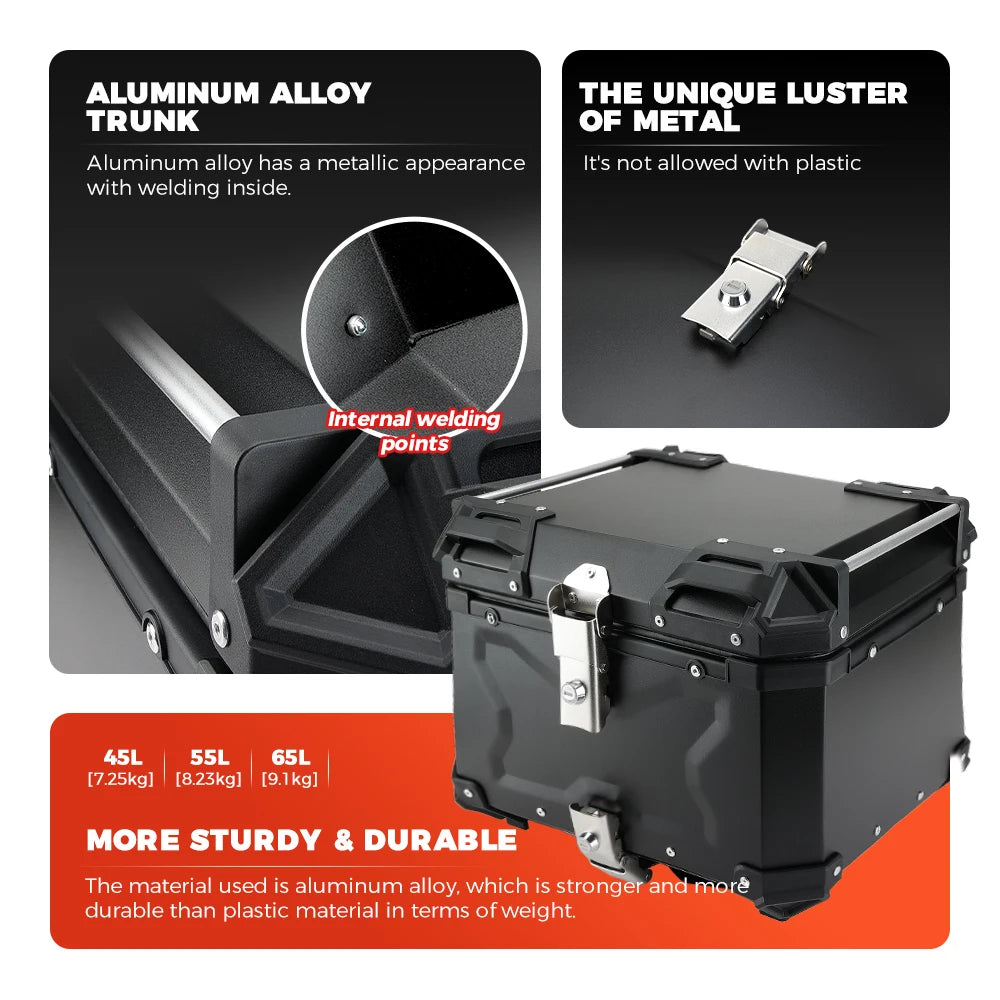 Motorcycle Helmet Box CNC Aluminum Top Tail Rear Luggage Storage Tool Cases Lock Trunk For YAMAHA For Honda For BMW For