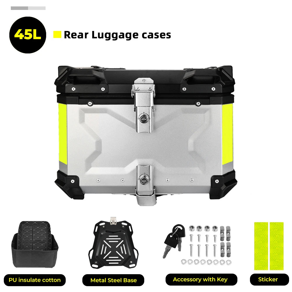 Motorcycle Helmet Box CNC Aluminum Top Tail Rear Luggage Storage Tool Cases Lock Trunk For YAMAHA For Honda For BMW For