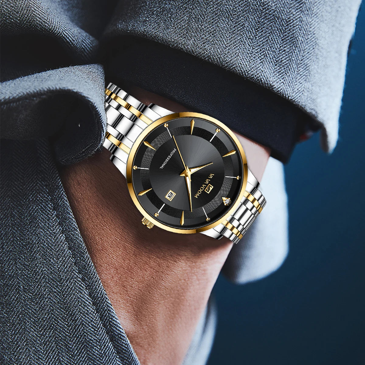 Watch Stainless Steel Business Style Luxury Rhinestone