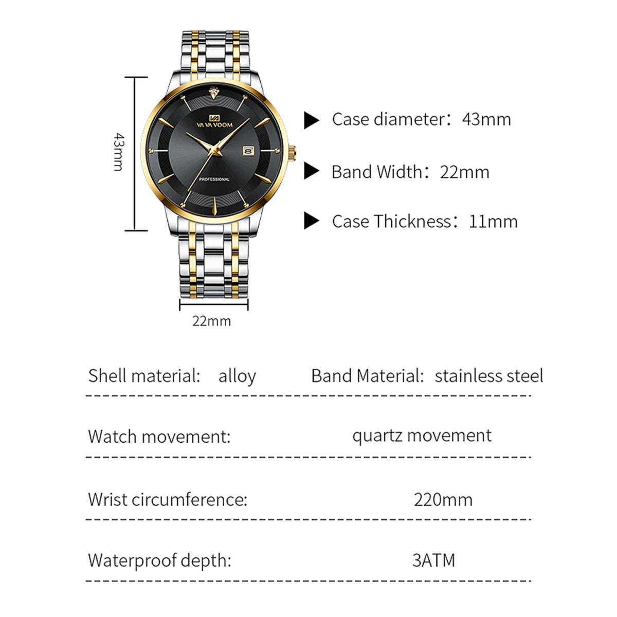 Watch Stainless Steel Business Style Luxury Rhinestone