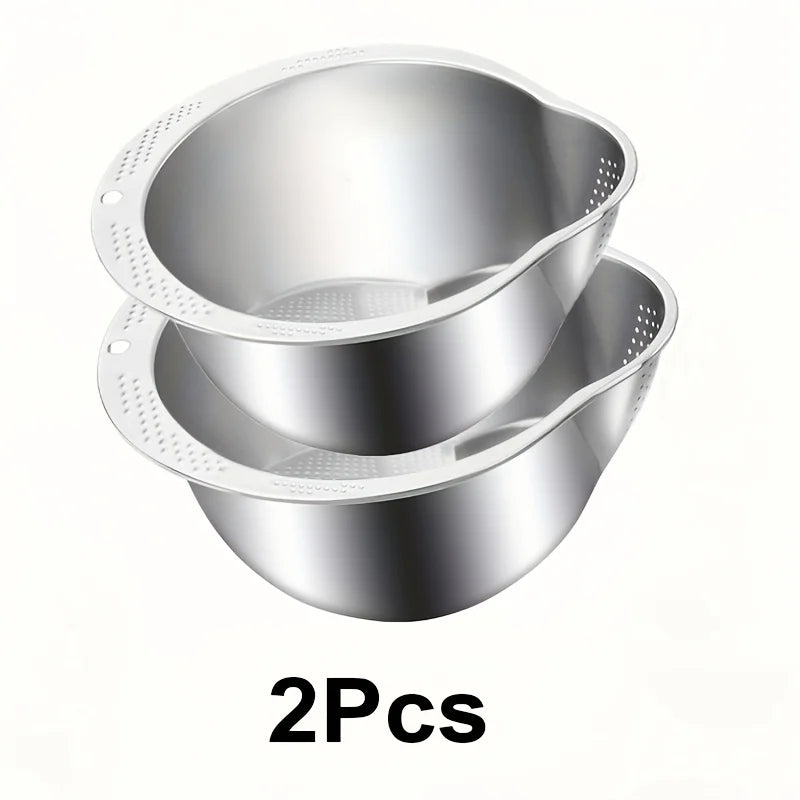 Rice Washer Strainer Bowl Stainless Steel 304 Rice Washing Bowl Rice Sieve Colander Fruit And Vegetable Strainer Kitchen Tools