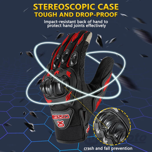 Summer Breathable Full Finger Motorcycle Gloves Non-slip Wear-resistant Motocross Racing Gloves Touch Screen Moto Biker Gloves