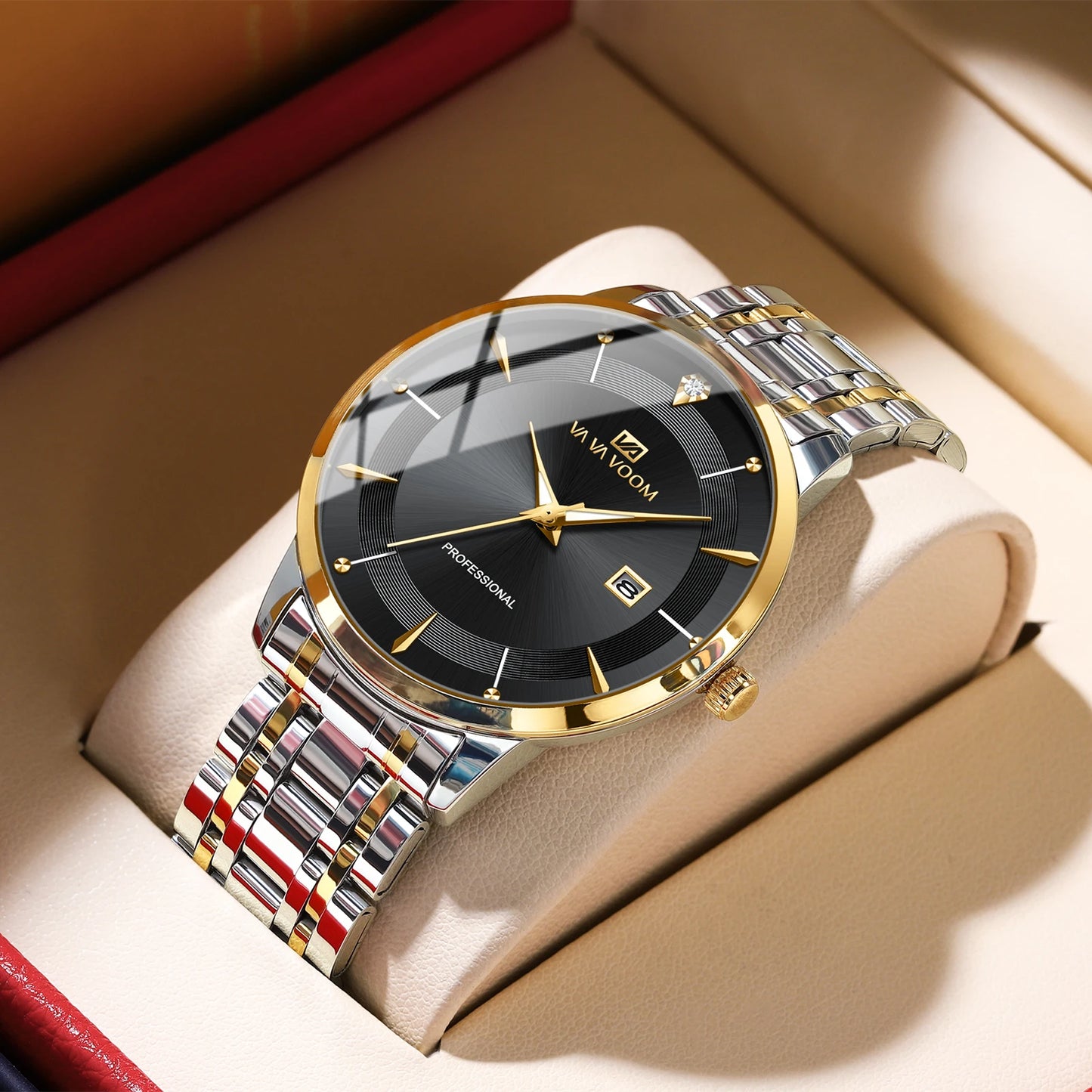 Watch Stainless Steel Business Style Luxury Rhinestone