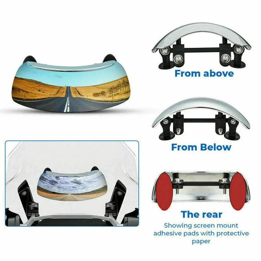 Motorcycle front gear wind wide-angle rearview mirror large field of view blind spot, 180 degree reflective reversing mirror