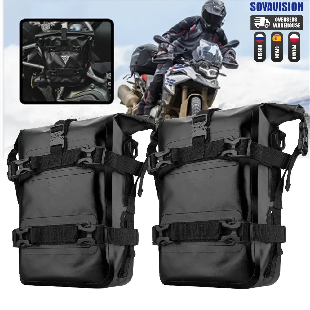 2PCS Motorcycle Bumpers Bag Waterproof 5L-8L Motorcycle Side Frame Bag Motorcycle Crash Bar Bag Universal Tools Storage Bag