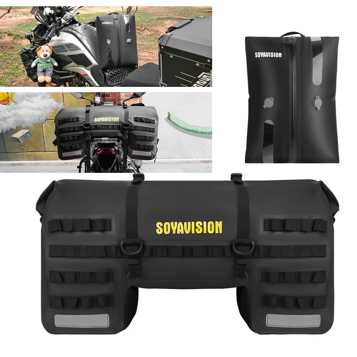 Universal Motorcycle Waterproof Tail Bags Back Seat Bags Cycling Camping Travel Bag Motorbike Scooter Sport Luggage Pack 66L 40L