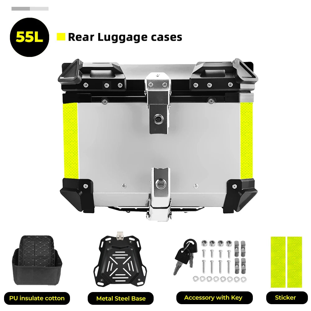 Motorcycle Helmet Box CNC Aluminum Top Tail Rear Luggage Storage Tool Cases Lock Trunk For YAMAHA For Honda For BMW For