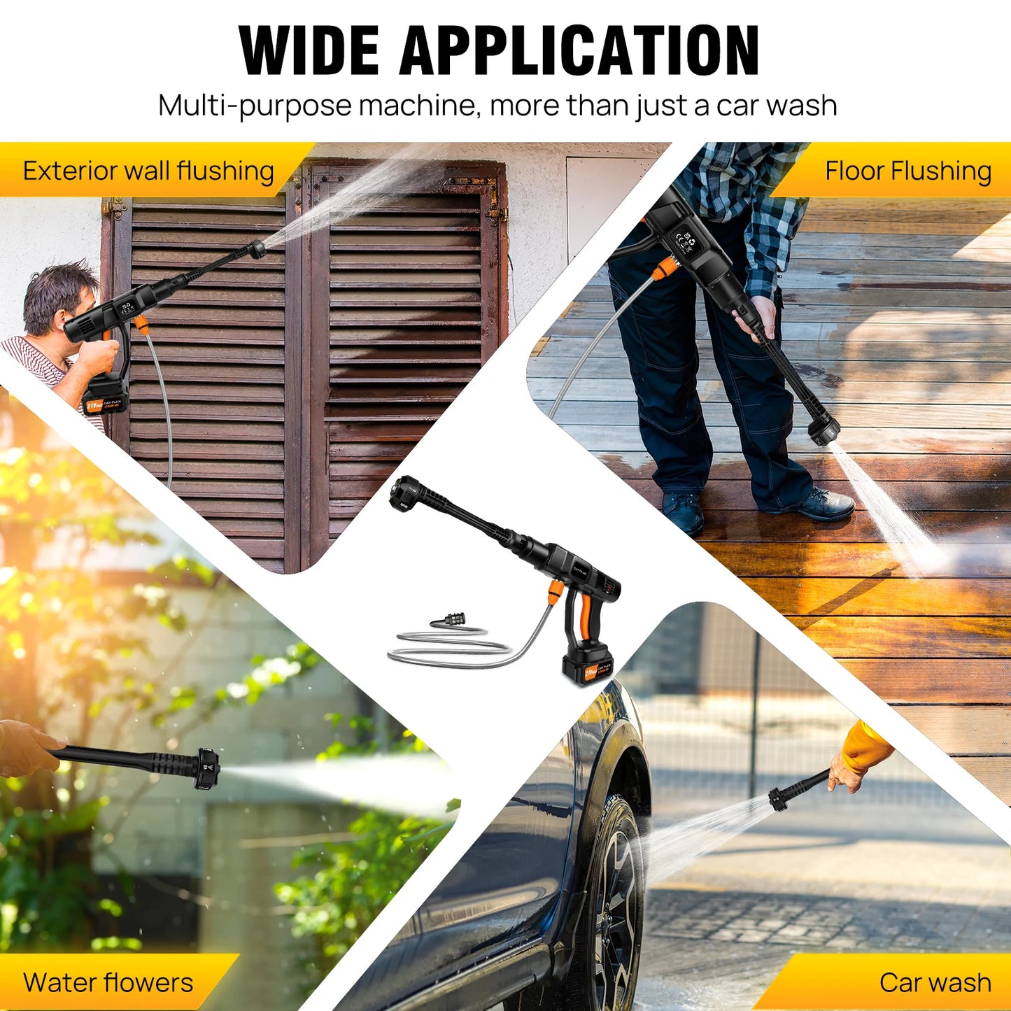 6 IN 1 Brushless 21V Electric High Pressure Washer Cordless