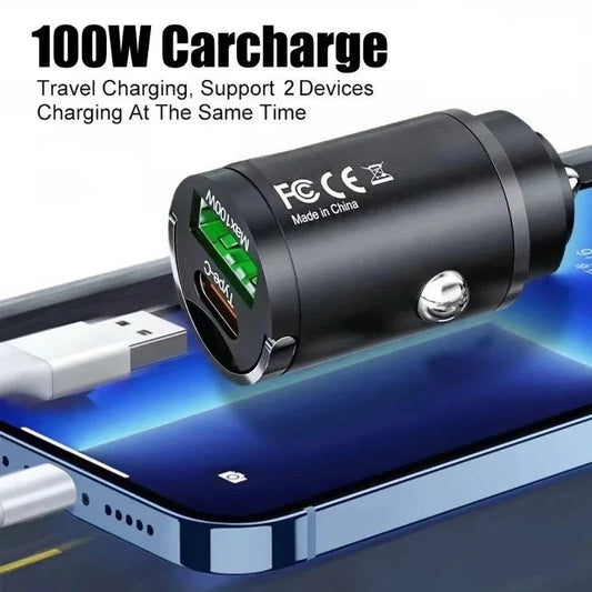 USB Car Charger 100W PD Type C Fast Charging Car Phone Adapter For iPhone 15 Samsung S24 Xiaomi Quick Charge 3.0 Charger In Car