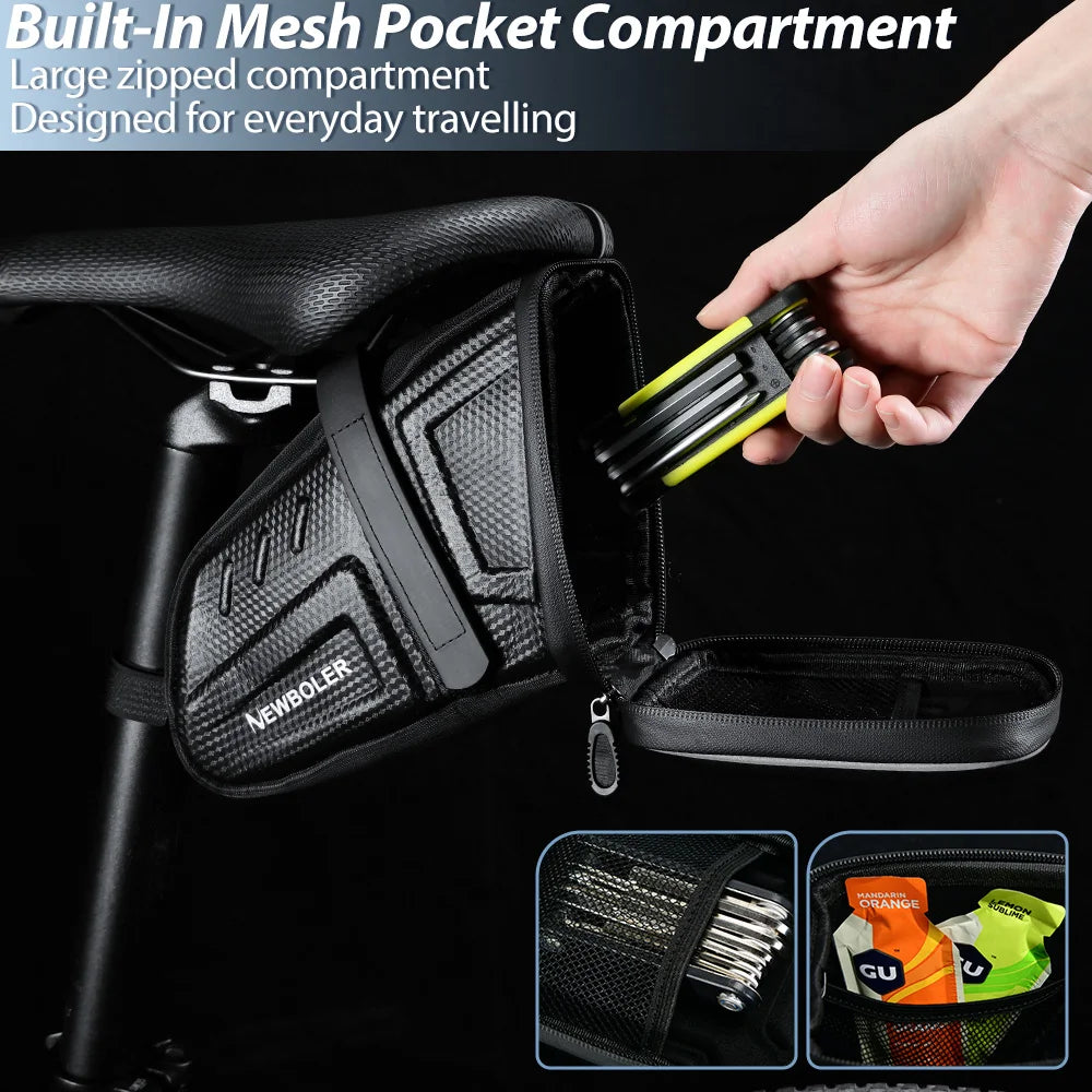 2025 NEW Waterproof Bicycle Saddle Bag MTB Road Bike Saddlebags Reflective Striped Bicycle Tool Holder Bag MTB Accessories