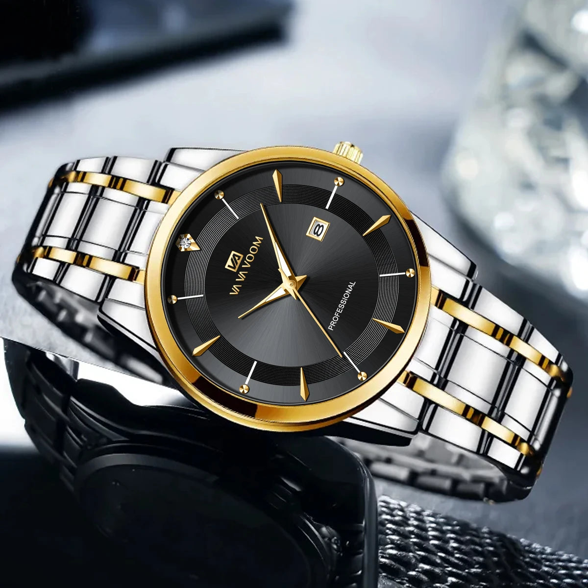 Watch Stainless Steel Business Style Luxury Rhinestone