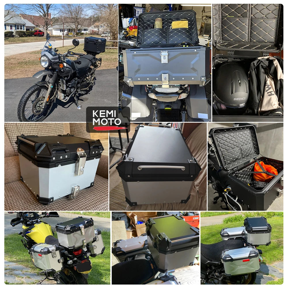 Motorcycle Helmet Box CNC Aluminum Top Tail Rear Luggage Storage Tool Cases Lock Trunk For YAMAHA For Honda For BMW For